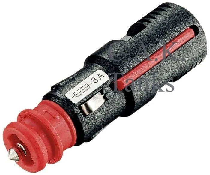 12 V STRAIGHT CIGARETTE AUTO + DIN PLUG & 8A FUSE + LED