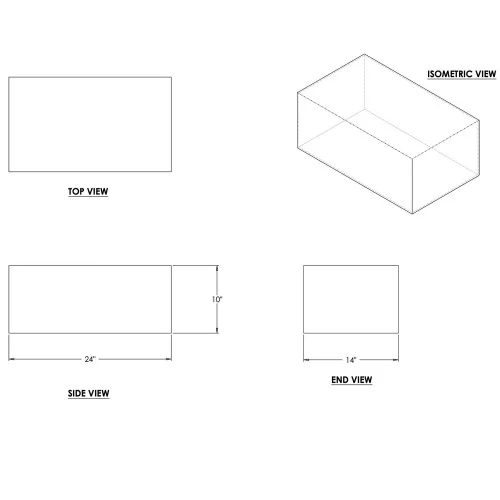 15 Gallon Fresh Water RV Tank 24" x 10" x 14" Elkhart Plastics