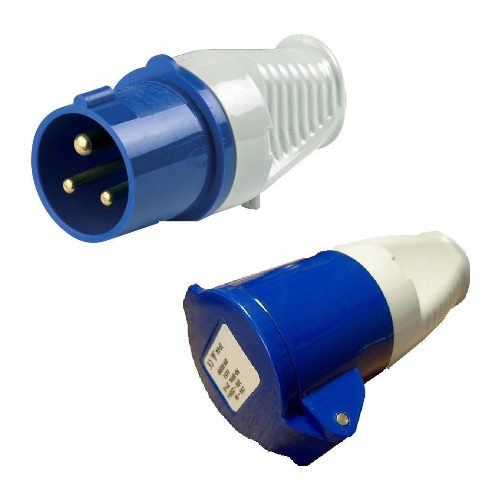 16 AMP 240V Blue Plug and Socket IP44 Caravan Motorhome Site Hook Up Lead Cable