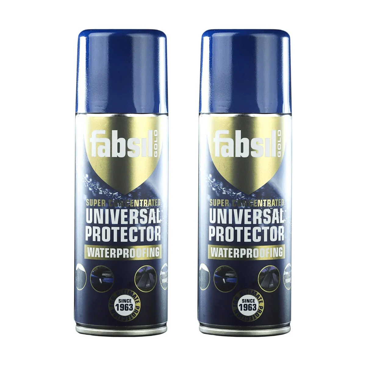 2x Fabsil Gold Waterproofer 200ml Aerosol Spray On Fabric Waterproofing