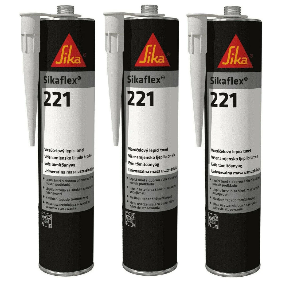 3 x Sikaflex 221 Strong Adhesive Sealant White Caravan Motorhome Boat