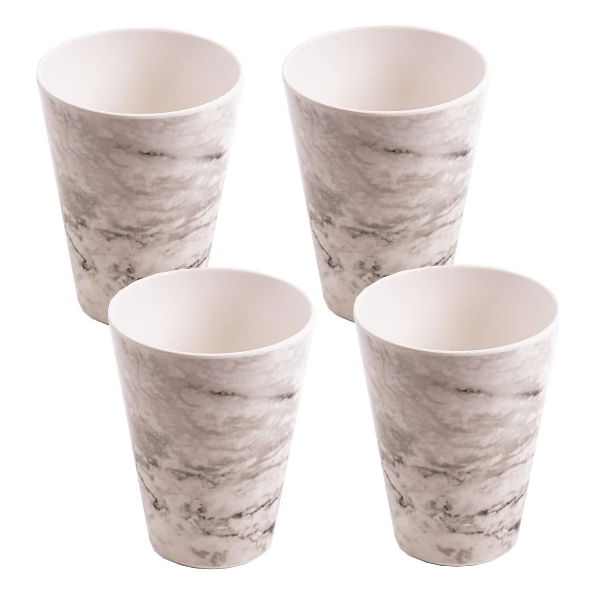 4 x Reusable Plastic Melamine Granite Pattern Tumbler Beaker Cup for Camping Picnic
