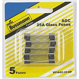 5pk BP/AGC 25 Amp Fuses, Bussmann BP/AGC-25-RP