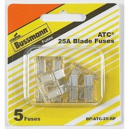5pk BP/ATC 25 Amp Blade Fuses, Bussmann BP/ATC-25-RP