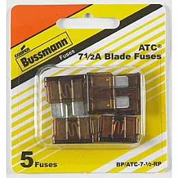 5pk BP/ATC 7-1/2 Amp Blade Fuses, Bussmann BP/ATC-7-1/2-RP