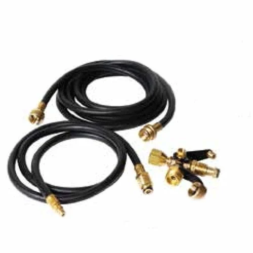 Camco 59123 Brass Tee- w/4 ports, w/5' & 12' Ext .Hoses, Clamshell