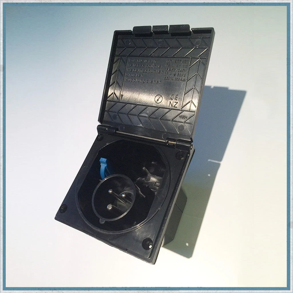 Campervan Square 240v inlet - Black