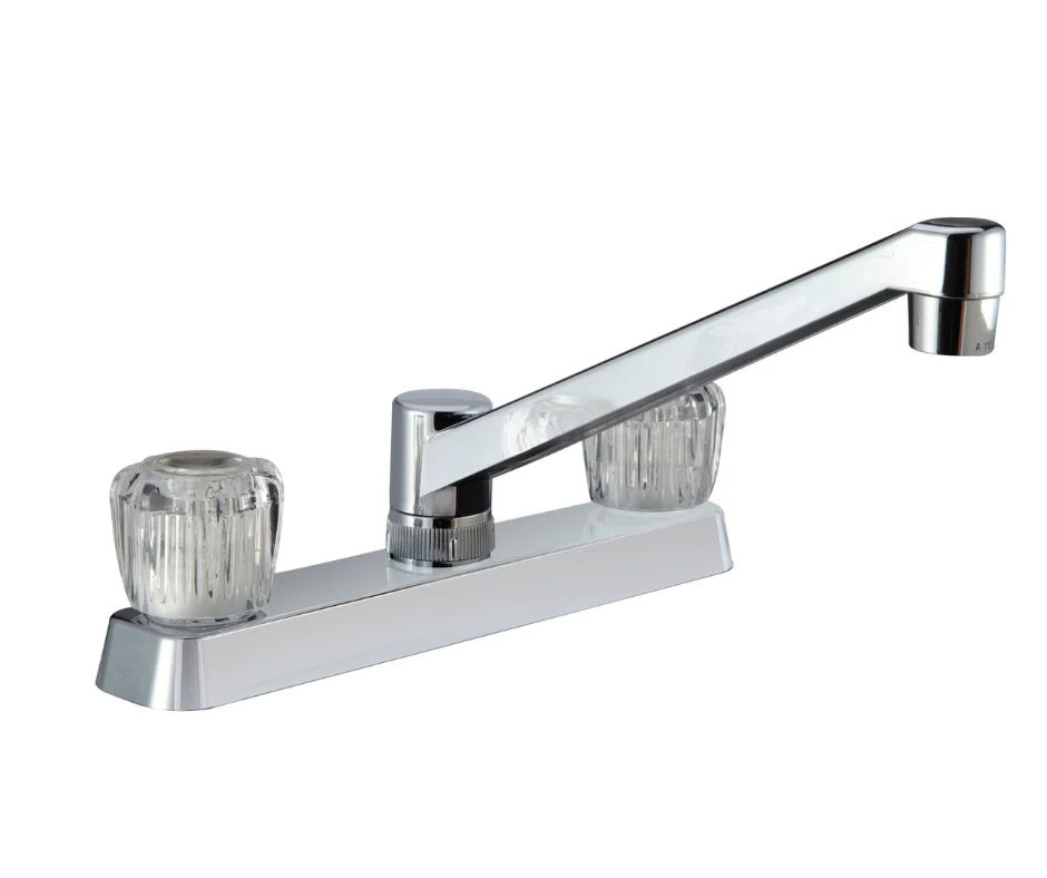 Chrome Kitchen Faucet with Crystal Knobs 8″