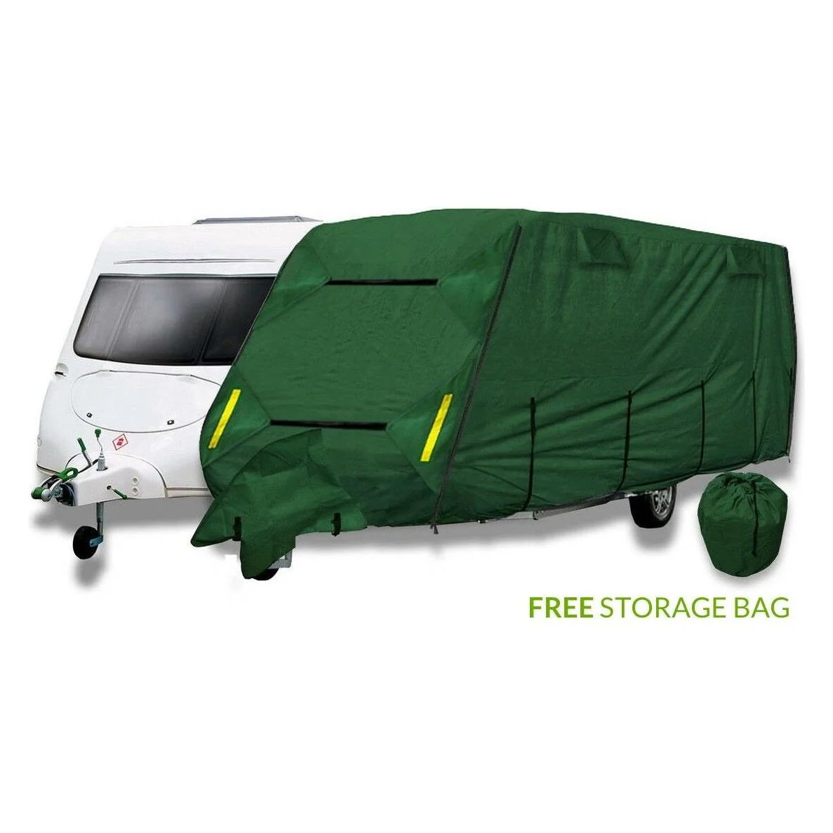 Coverpro Premium Breathable 4-Ply Full Green Caravan Cover Up To 14Ft Free Bag