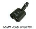 DOUBLE AUTO LIGHTER SOCKET ADAPTOR, SWIVEL PLUG +LED