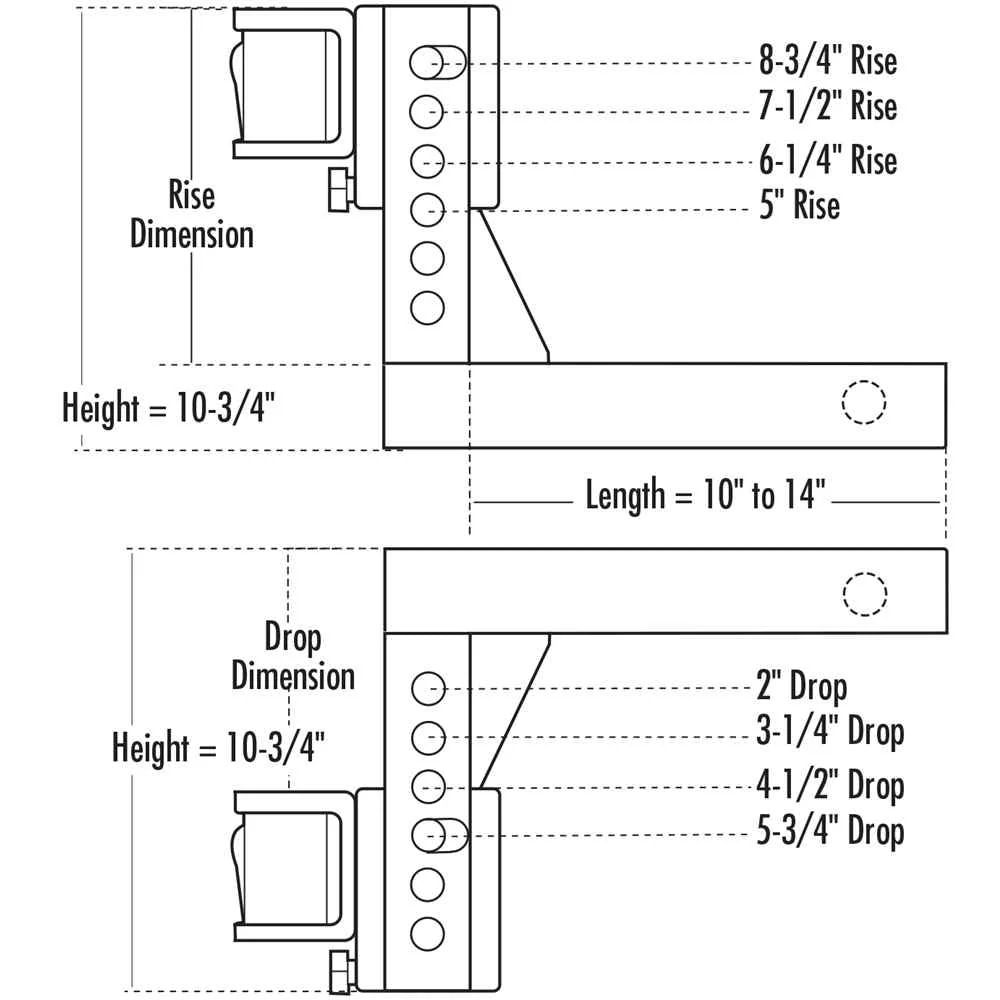 Ea-Z-Lift 16" x 5.75" x 8.75" 16" Adjustable Ball Mount