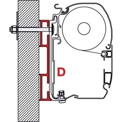 Fiamma Adapter D 8cm Bracket for F45 F70 Awning Motorhome Caravan 98655-021