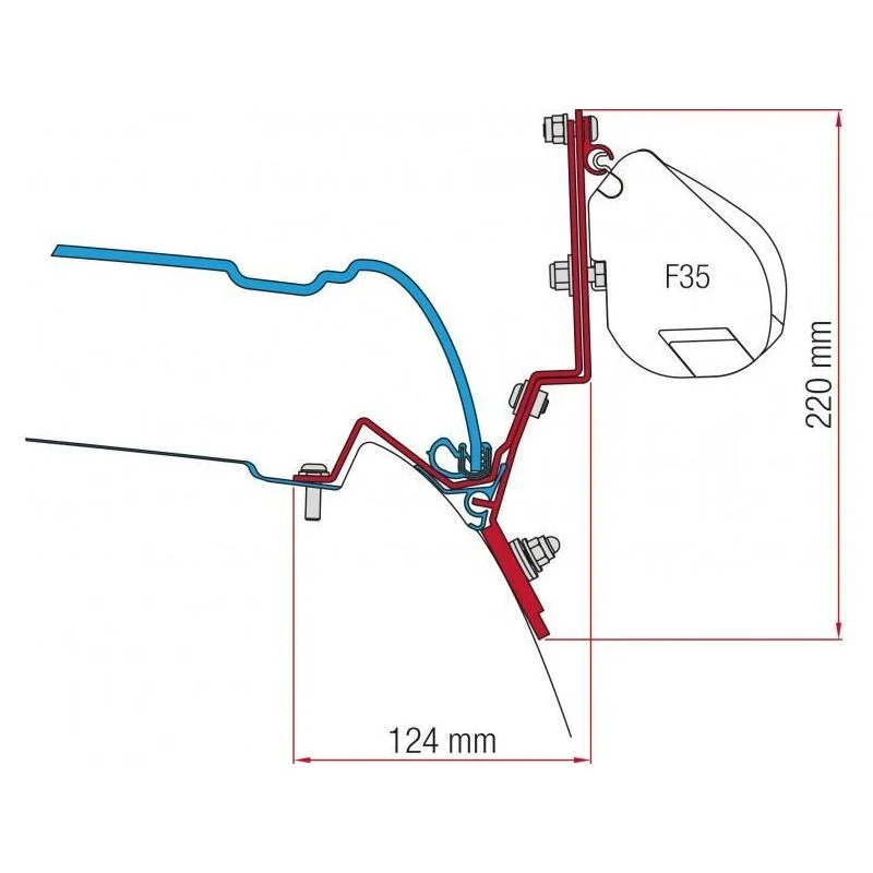 Fiamma F35 Awning Adapter Brackets for V Class Marco Polo after 2014