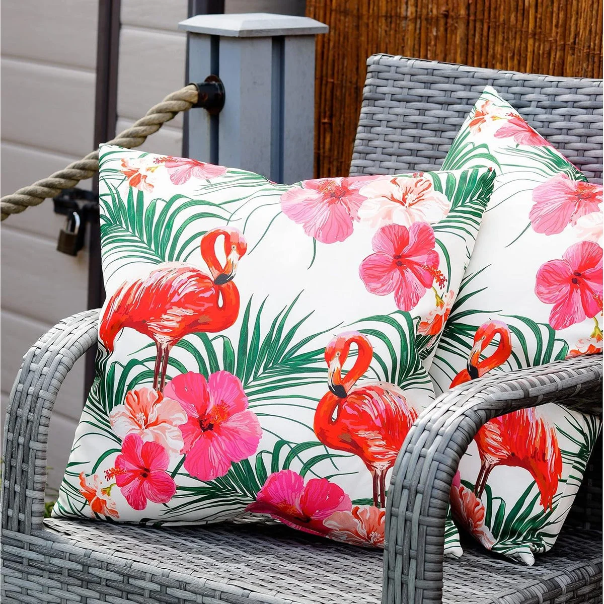Garden Flamingo Print Scatter Cushion Pair