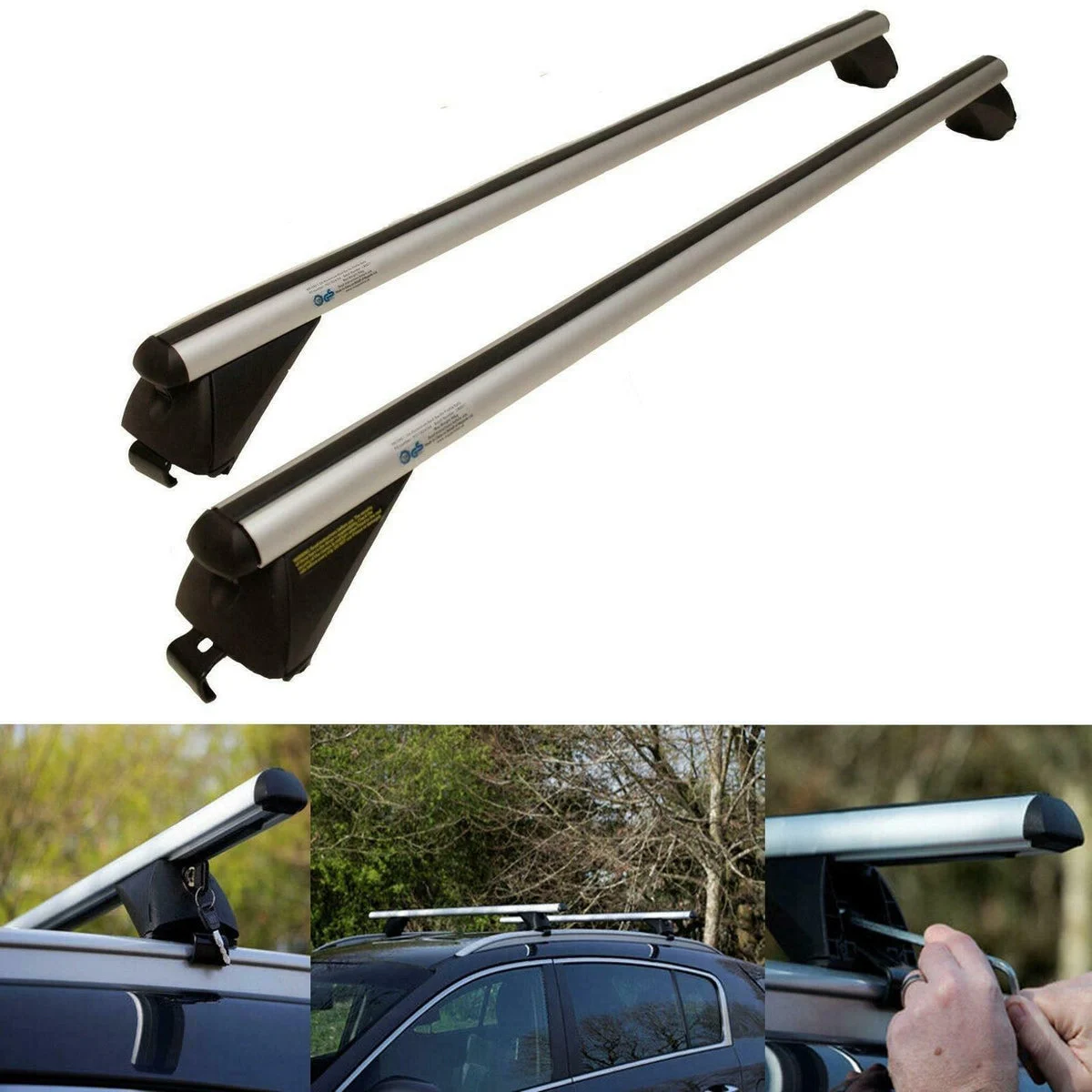 M-Way 1.35m 90kg Locking Aluminium Car Roof Bars Cross for Profile Flush Rails