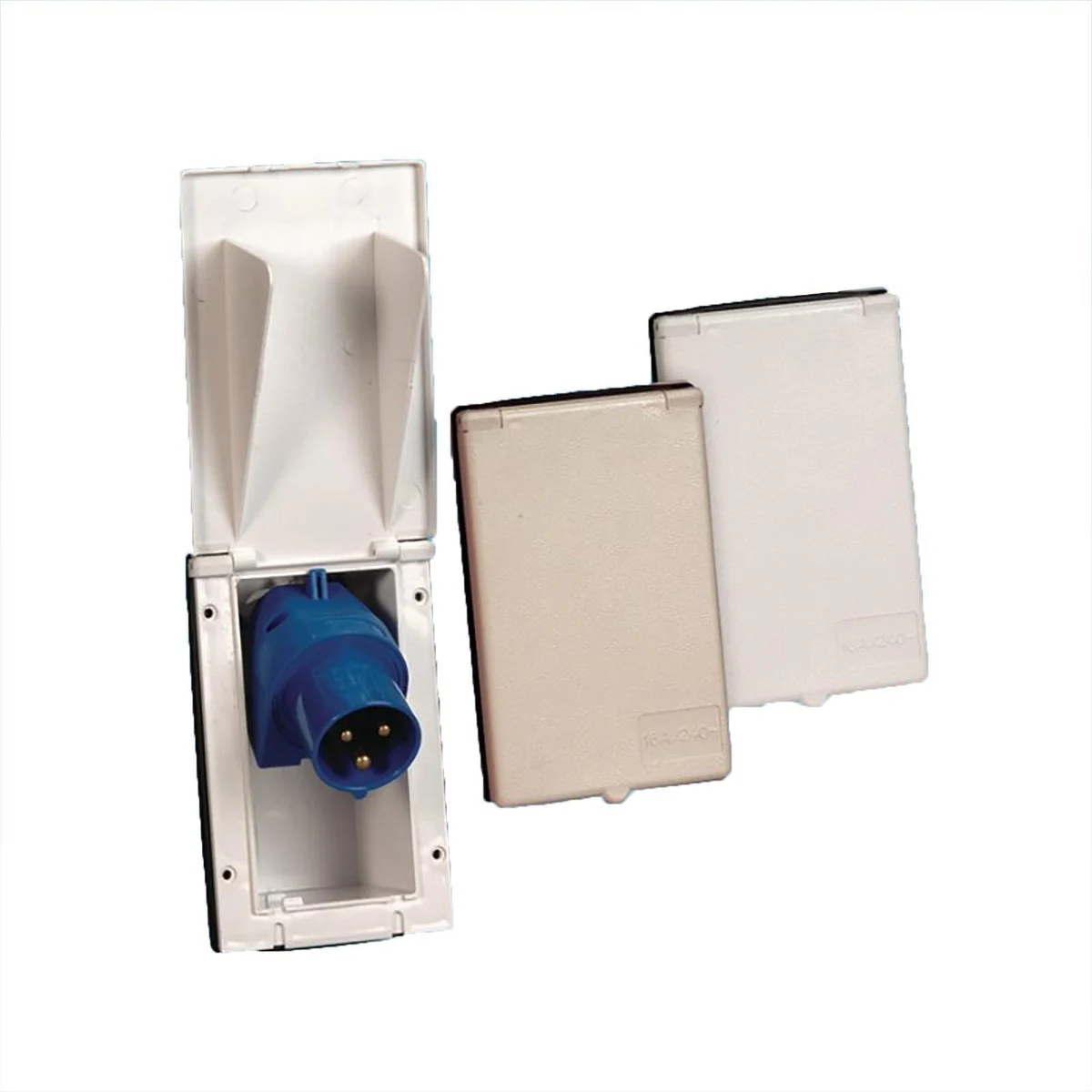 Mains Hook Up Inlet Socket White for Motorhome, Caravan, Camper, Boat PO114