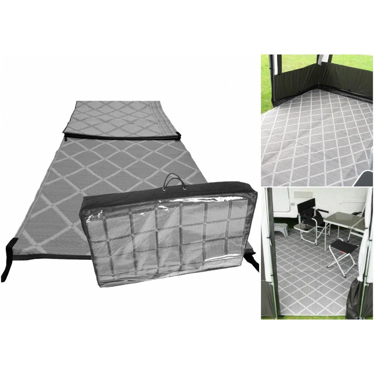 Paradise 2.5 X 2.5M Luxury Awning Carpet Moroccan Style Ground Sheet Grey
