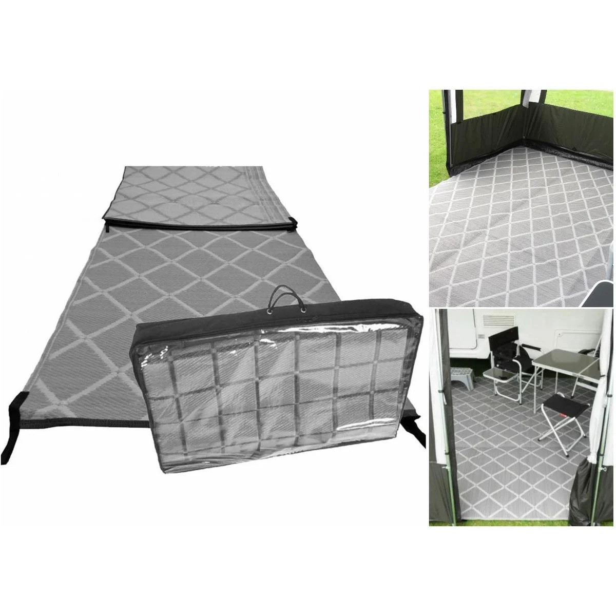Paradise 2.5 X 5.0M Luxury Awning Carpet Moroccan Style Ground Sheet Grey