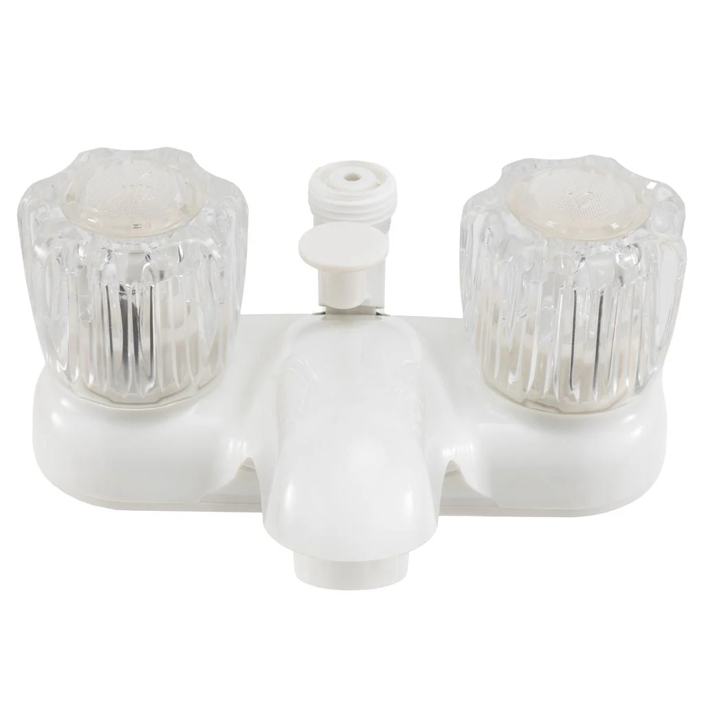 RV Shower Faucet & Diverter | White with Clear Handles