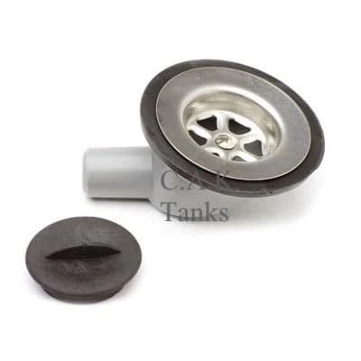 SINK WASTE 1 1/4" STAINLESS TOP ANGLED 3/4" 20MM OUTLET