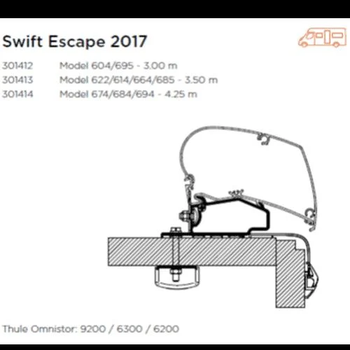 THULE Swift Escape 2017 - Omnistor Roof Mount Awning Adapter
