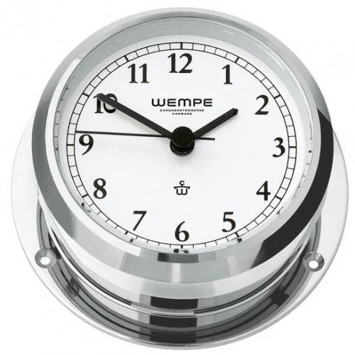Wempe CW020008 Globaltec Pirate II Brass Chrome Plated Yacht Clock Quartz 95 X 36mm White/Black Arab.