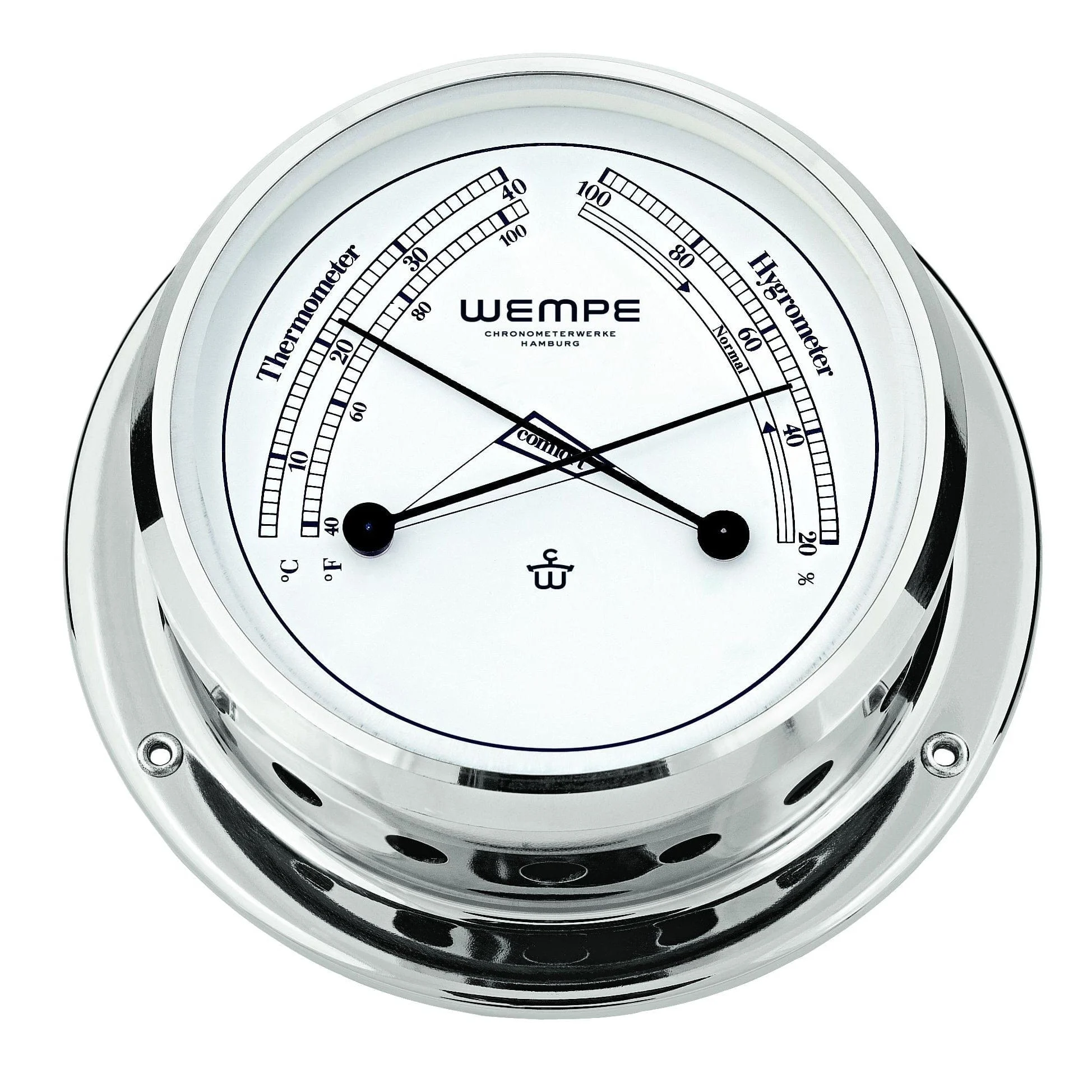 Wempe CW090005 Skiff Brass Chrome Plated Comfortmeter 110 X 42mm White/Black