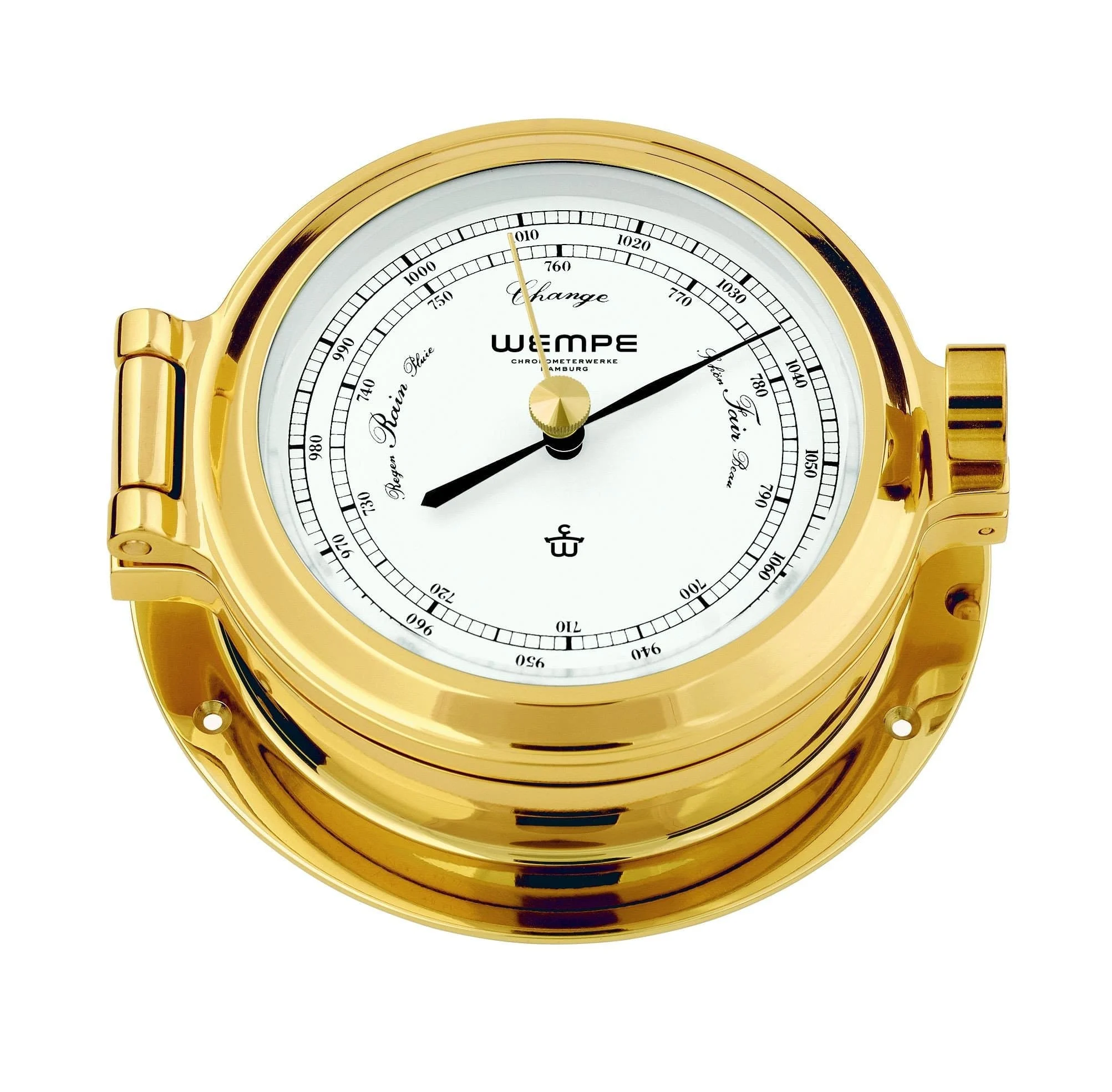 Wempe CW100002 Nautik Brass Barometer 1-Diaphragm 120 X 38mm White/Black