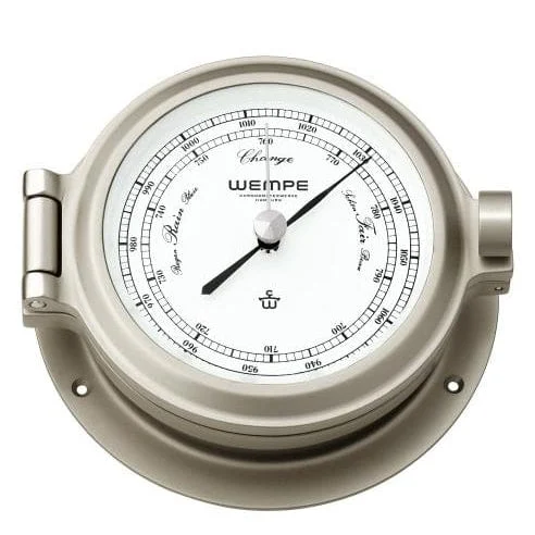 Wempe CW130002 Globaltec Brass Nickel Plated Barometer 1-Diaphragm 120 X 38mm White/Black Hpa/Mmhg