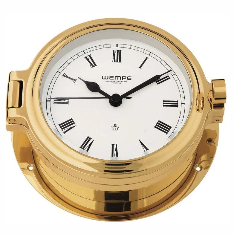 Wempe CW140001 Globaltec Cup Brass Porthole Clock Quartz 140 X 47mm White/Black